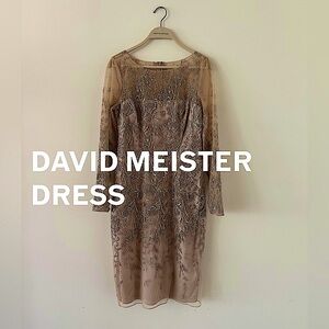 David Meister Evening Dress, Size 4, Sequin Knee Length